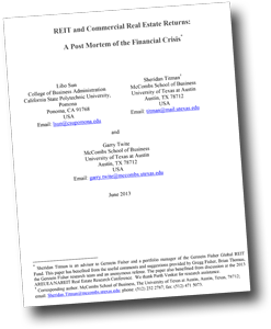 REIT and Commercial Real Estate Returns: A Post Mortem of the Financial Crisis. (click to download pdf)